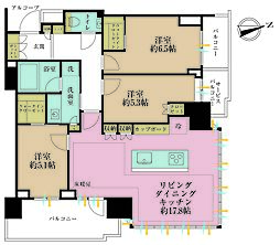 プラウドタワー芝浦 3LDKの間取図画像