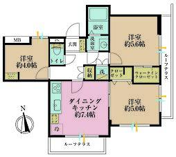 タウンハイツ砧 3DKの間取図画像