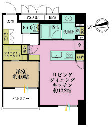 アクシア新宿御苑 1LDKの間取図画像