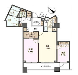 パークハウス広尾 2LDKの間取図画像