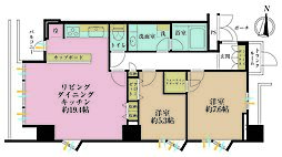 ワールドシティタワーズアクアタワーA4棟 2LDKの間取図画像