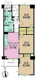 ライオンズマンション大森 3DKの間取図画像