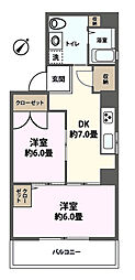 クイーンハイツ三田 2DKの間取図画像