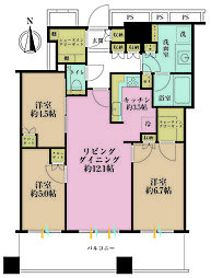 パークシティ武蔵小杉ザガーデンタワーズウエスト 3LDKの間取図画像
