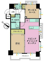 朝日シティパリオ西早稲田館 1SLDKの間取図画像