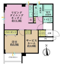 麻布網代マンション 1SLDKの間取図画像