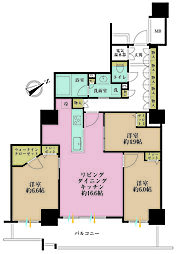 エルザ世田谷ザ・タワーA棟 3LDKの間取図画像