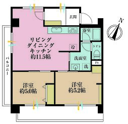 ローヤルハイツのざわ 2LDKの間取図画像