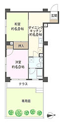 セントラル末広 2DKの間取図画像