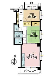 エクセレントハイツ新川崎 2LDKの間取図画像
