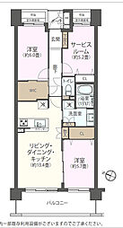 クレストフォルム鶴見ウイングステージ 2SLDKの間取図画像