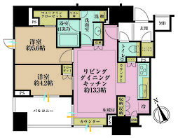 リビオレゾン新橋nex 2LDKの間取図画像