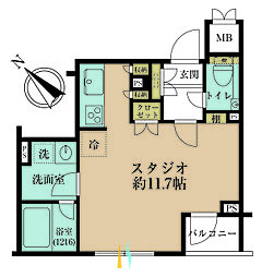 アヴァンシア上野毛 ワンルームの間取図画像