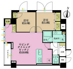 ヴェルティ中野 2LDKの間取図画像