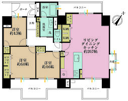 エンゼル川崎グランディア 3LDKの間取図画像