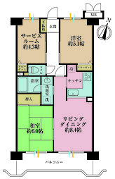 朝日シティパリオ鶴見岸谷 2SLDKの間取図画像