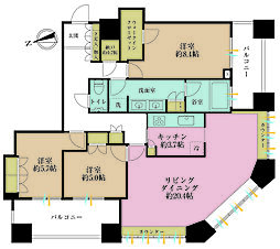 芝浦アイランドケープタワー 3SLDKの間取図画像