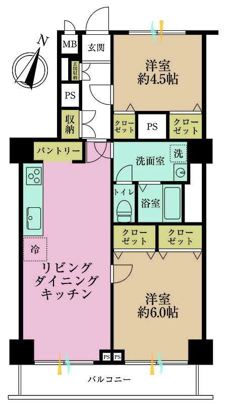2LDK 間取り