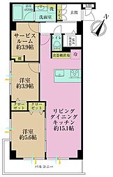 ライオンズマンション初台 2SLDKの間取図画像