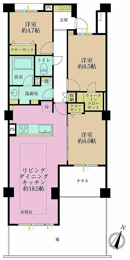 3LDK、専有面積80.98?