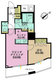 ザ・パークハウス西新宿タワー60 1LDKの間取図画像