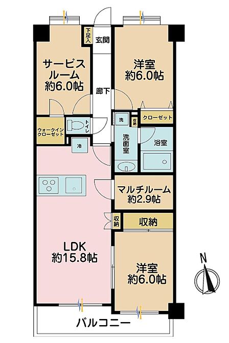 2LDK+S、専有面積76.41?、バルコニー面積8.24?