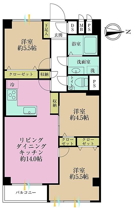 3LDK 間取り