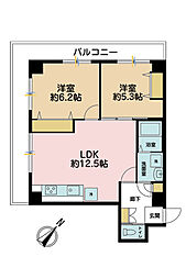 トーカン伊勢佐木町キャステール 2LDKの間取図画像