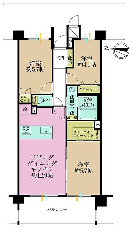 2SLDK 間取り