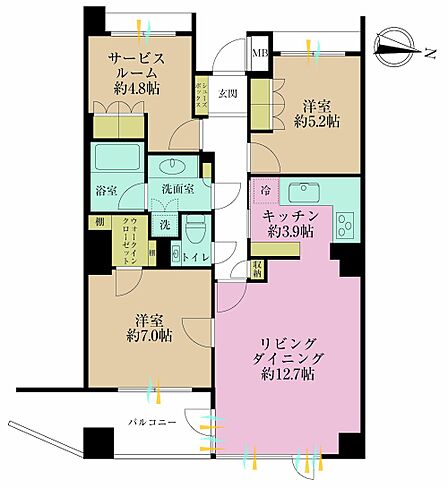 2LDK+S、専有面積75.21?、バルコニー面積8.01?