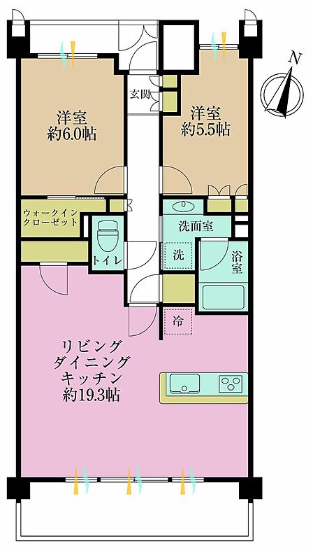 2LDK、専有面積70.78?、バルコニー面積12.2?