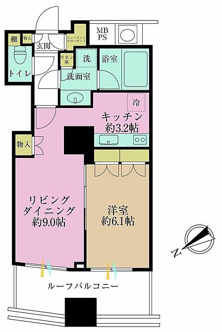 1LDK、専有面積44.72?