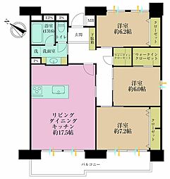 モアレ横浜富士見町 3LDKの間取図画像