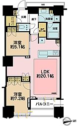 富久クロスコンフォートタワー 2LDKの間取図画像