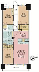 オーベルグランディオ品川勝島 3LDKの間取図画像