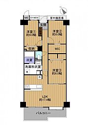 ルネ神戸北町1 3LDKの間取図画像