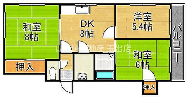 リベルテコーポ保澤 ｜大阪府大阪市住吉区殿辻1丁目(賃貸マンション3DK・4階・57.00㎡)の写真 その2