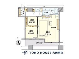 クレストプライムタワー芝 2LDKの間取図画像