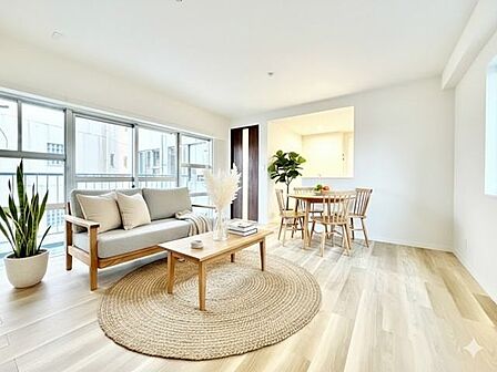 ゆったりと心地よく過ごせる洋室。(AIにより家具・小物を配置したCG加工画像です)
