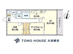 オーベル上馬A棟 1SLDKの間取図画像