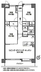 武蔵浦和第3ローヤルコーポ 3LDKの間取図画像
