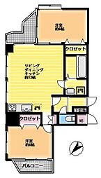 サンライズ大山マンション 2LDKの間取図画像