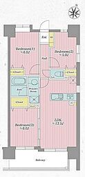 コスモ浦和グレイスフォルム 3LDKの間取図画像