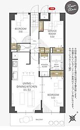 西川口並木第3サニーコート 2SLDKの間取図画像