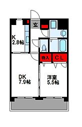 パインヒルズ志免 1LDKの間取図画像