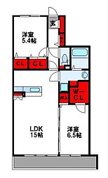 プレアセレッソ 2LDKの間取図画像