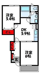 アヴァンセ・SB 2DKの間取図画像