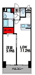 プレステージ空港東 1LDKの間取図画像