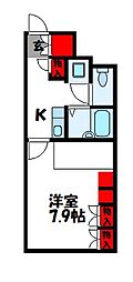 レオパレス柚の木 1Kの間取図画像