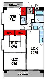 ハイアルブル迎田 3LDKの間取図画像